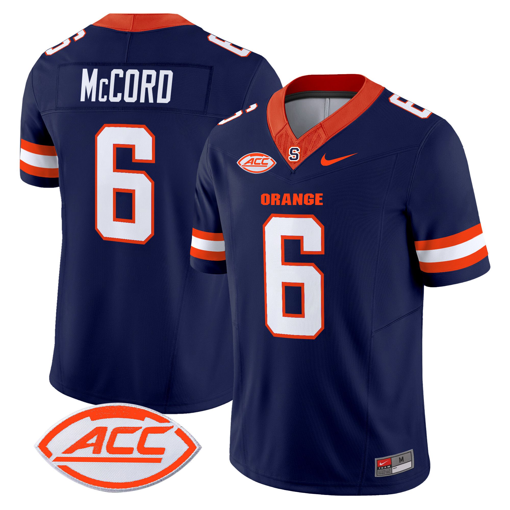 Men Syracuse Orange #6 Mccord Blue Nike 2024 Vapor Limited NCAA Jersey style 1